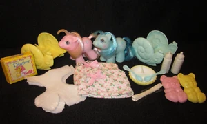 My Little Pony G1 Newborn Twins "Doodles & Noodles" Accessories 1986 Complete - Picture 1 of 21