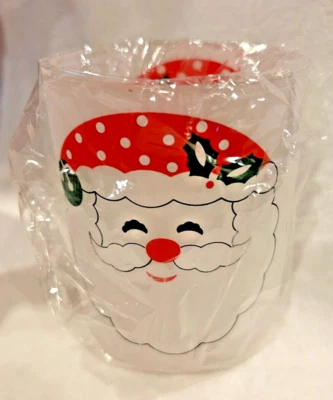 Vintage Christmas Santa 14 oz. Double Acrylic Old Fashioned Set Of 4 Glasses NIB - Image 1 of 4