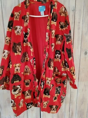 Nick & Nora Robe Red Dog Milkbone Size L/XL Cotton NO BELT - Image 1 of 4