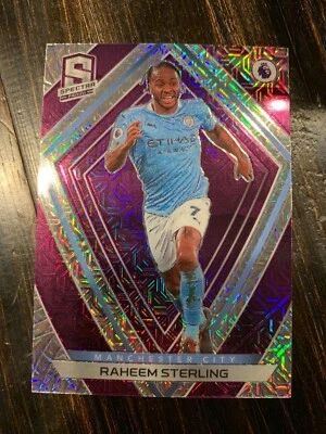 2020-21 Panini Chronicles Spectra Raheem Sterling Purple Mojo Prizm Card #5 - Image 1 of 2