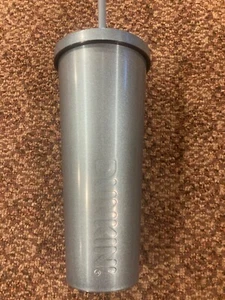New Dunkin Iridescent Stainless Sipper ~ 2023 Tumbler - Metallic Teal - Picture 1 of 2
