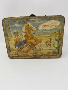 PRANZO VINTAGE GENE AUTRY "MELODY RANCH" IN METALLO ANNI '50 - Foto 1 di 12