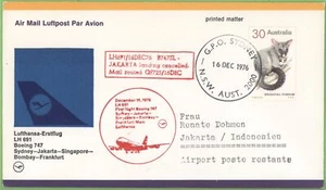 Australien 1976 LH691 Lufthansa Boeing 747 First Flight Cover Sydney - Indonesien - Bild 1 von 1
