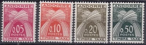 TIMBRE ANDORRE SERIE TAXE N° 42/45 NEUVE **/* GOMME SANS OU AVEC CHARNIERE - Picture 1 of 2