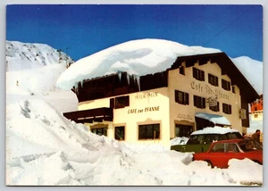 Postal Café' Zur Pfanne Arlberg Pass en Austria escena de invierno - Imagen 1 de 2