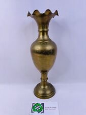 Vintage Solid Brass Vase Hand Etched Made in India 16" tall