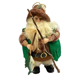 Fishing Santa Claus Collectible Ornament Detailed Christmas Decoration 8.5" tall - Picture 1 of 9