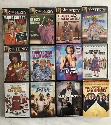 Tyler Perry 12 DVD Lot: Madea Goes to Jail, Christmas, Family Reunion, Plays OOP Foto 1 de 4