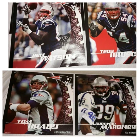 Vintage New England Patriots Poster Set Tom Brady Bruschi Maroney Watson Cover