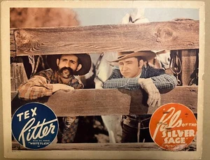 Vintage 1940 Orig. Tex Ritter Movie Lobby Card “PALS OF THE SILVER AGE” Western - Imagen 1 de 1