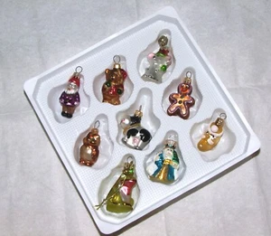 9 miniatura búho/rana/peluche/ratón/gnomo... bolas/ornamentos de vidrio para árbol de Navidad - Imagen 1 de 5