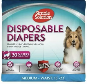 Simple Solution True Fit Disposable Dog Diaper with Tail-Hole, Medium, 30 Count - Picture 1 of 5