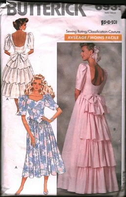 6939 Vintage Butterick Sewing Pattern Misses 1980s Dress Evening Gown Party 10 - Image 1 of 2