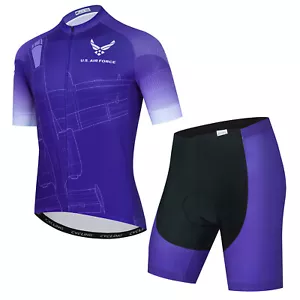 Set Maglia Ciclismo Uomo US Air Force Camicie Bicicletta Bici Abbigliamento con Tasche - Foto 1 di 26
