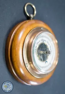 ANTIQUE SMALL BAROMETER CERAMIC DIAL BEVELLED GLASS (WORKING WITH ISSUE) - Picture 1 of 9