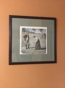 A.B. Frost Golf Lithograph of "Twosome" 20 1/4 x 20 3/4 Wooden Frame And Matted - Picture 1 of 5