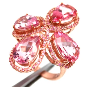 Gemstone 9 x 13 MM. Pink Mystic Topaz, Sapphire Jewelry Ring 925 Silver Size 8.5 - Picture 1 of 4