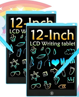 PBEKNCO 2 Pack Bunte LCD Schreibtafel, 12 Zoll LCD Schreibtablett für Kinde, Maltafel