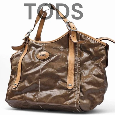 Excellent Condition Tod s Tote Bag Coated Canvas Leather Shoulder A4 Compatible - Image 1 of 4