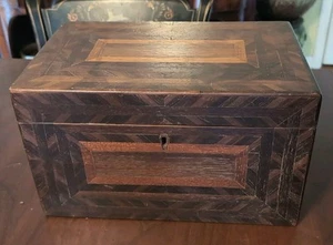 Antique American Inlaid Wood Marquetry Work Box 19th Century - Picture 1 of 19