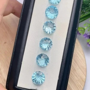 Aqua Blue Color Moissanite Stones Round Cut GRA Certified Pass Diamond Tester - Picture 1 of 10