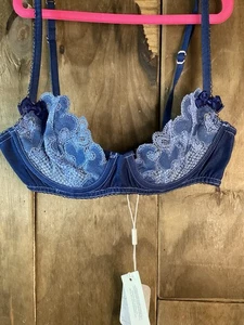 For Love And Lemons Denim Hearts Bra Size Small - Picture 1 of 5