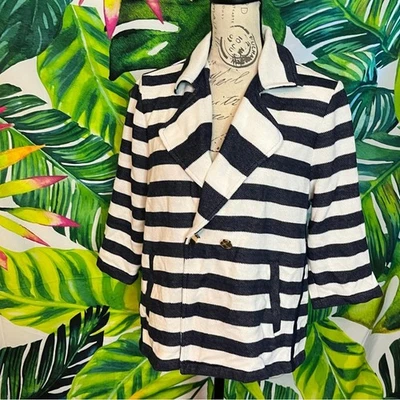 Blazer Chico’s Talla L/12 Preppy Náutico Clásico Rayas Informal Iglesia Primavera Foto 1 de 4