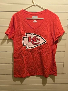 Fanatics T-Shirt Womens XL Kansas City Chiefs V-Neck Red Logo Tee Short Sleeve - Picture 1 of 4