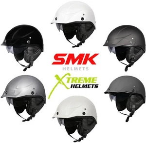 SMK Patriot Half Helmet Inner Sun Shield Lightweight Moisture Wicking DOT XS-XL - Picture 1 of 8