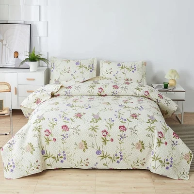 Vintage Floral Quilts King Size Lightweight Bedspread Rustic Botanical Beddin... - Image 1 of 4
