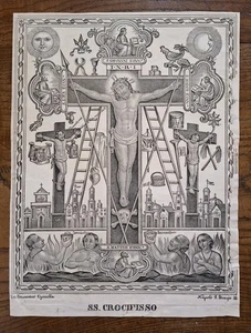 CROCIFISSO. Litografia. Francesco Apicella Napoli, 1850 ca. - Imagen 1 de 1