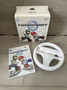 Nintendo Wii Mario Kart Video Game & Official Steering Wheel & Box Tested - CIB - Picture 1 of 14