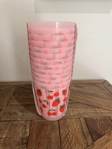 Nicole Miller Home Set Of 12 BPA Free 16Oz Cups Strawberry, Cherries - Picture 1 of 5