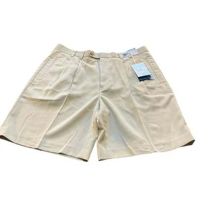 NWT Cutter & Buck Light Khaki Pleated Front 9in Shorts Size 36 - Image 1 of 4