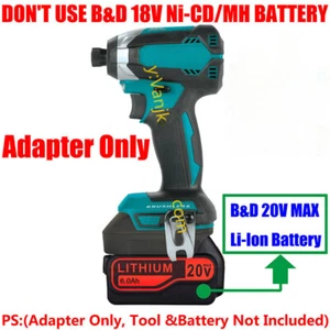 1 for Makita 18V Tool Adapter For Black+Decker 20V MAX Li-Ion Battery w/USB PORT - Picture 1 of 5