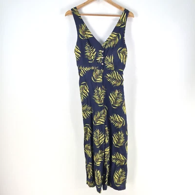 Grace & co womens jumpsuit size 10 navy blue floral stretch sleeveless 111264 - image 1 of 4