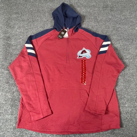 Colorado Avalanche Hoodie Mens XL Red 1/4 Zip Pullover Sweatshirt Hockey NWT Cover