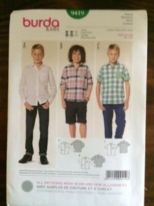 Burda Kids Sewing Pattern 9419 Boys Shirt Blouse Size 7-13 UNCUT New - Picture 1 of 1