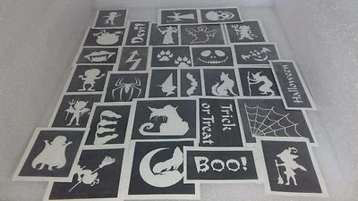 DAZZLE GLITTER TATTOOS 25 - 400 Halloween Schablone für Glitzer Tattoo Gesichtsmalerei Hexe Geist Kürbis