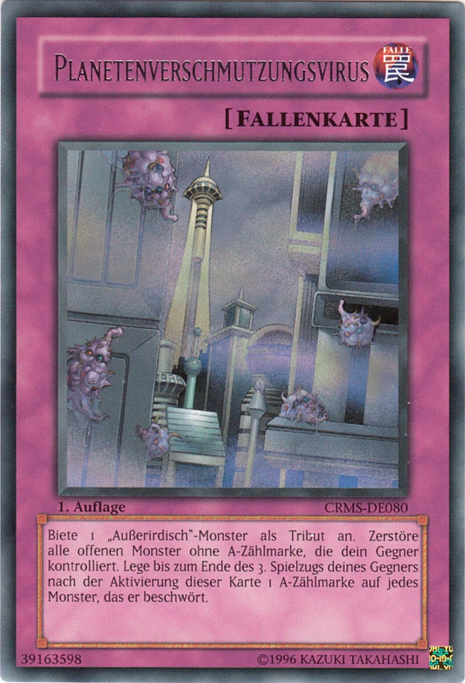 YU-GI-OH, PLANETENVERSCHMUTZUNGSVIRUS, R, CRMS-DE080, 1. Auflage, TOP - Bild 1 von 1