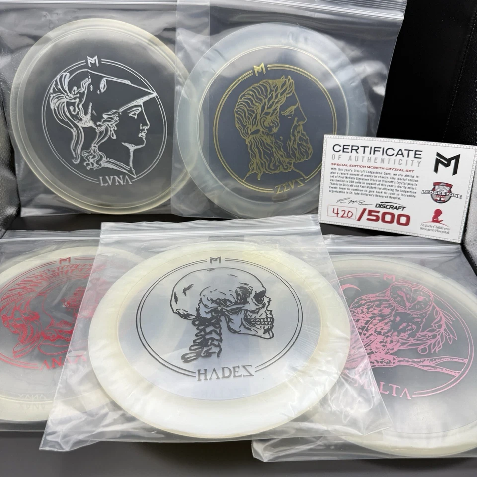 5x Cryztal Greek Coin Paul McBeth St. Jude Ledgestone Discraft Disc Set COA Claw - Image 1 of 1