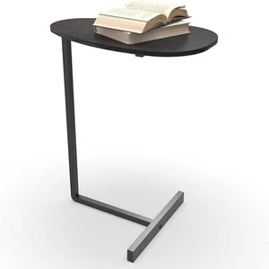 Oval C-Shaped Side Table Modern Slim End Table Metal Frame for Small Space Black - Picture 1 of 6