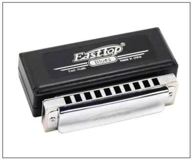 T006 10 孔 20 色黄铜梳黄铜芦苇蓝色口琴乐器 — 第 1/4 张图片