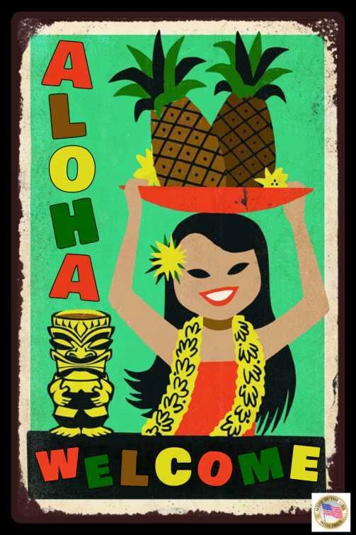 SIGNO DE DECORACIÓN DE BAR TIKI 8X12 TODO CLIMA METAL MARGARITAVILLE LUAU PLAYA BIENVENIDA Foto 1 de 1