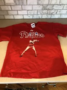 W Youth Chase Utley/Philadelphia Phillies Jersey T-Shirt- Majestic Large - Picture 1 of 6