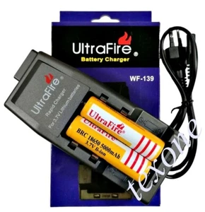 2x Akku 3,7V 5000 mAh + Inkl. 2 Slot Akku Ladegerät Universal 100% UltraFire