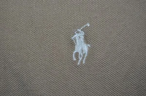 shirt medium ralph lauren polo golf beige shirt white horse 21 inches pit to pit - Picture 1 of 3