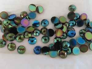 Full pack 72 Vintage Preciosa round Faceted Flatbacks 9mm Green Iris. 21455 - Picture 1 of 2