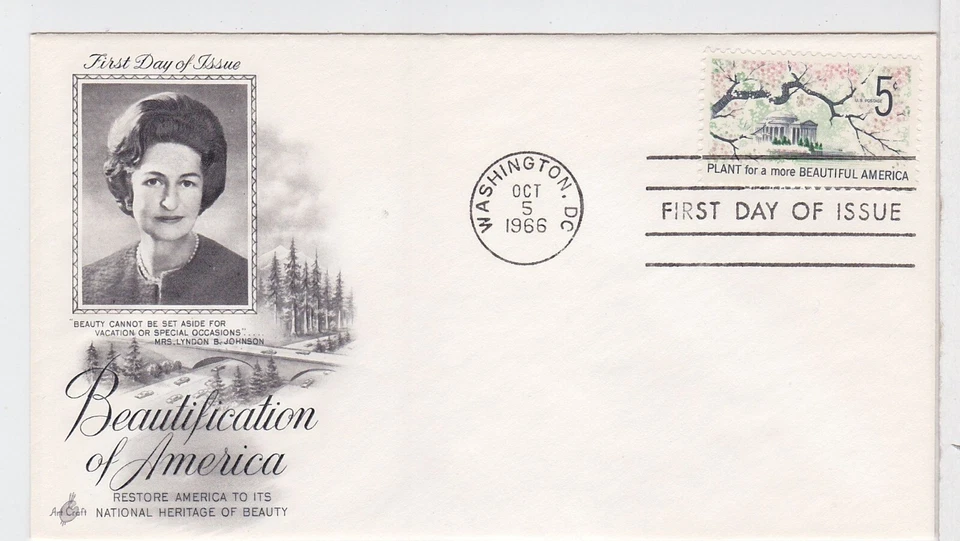 TurtlesTradingPost- Beautification of America #1318- 1966 FDC Artcraft Cachet - Image 1 of 1