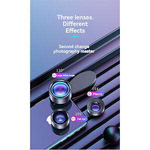 3 in 1 Cell Phone Camera Lens Kit Macro Wide Angle for iPhone Android Smartphone